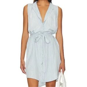 Bella Dahl Sleeveless Button Down Shirt Dress Belt Tie NWT
